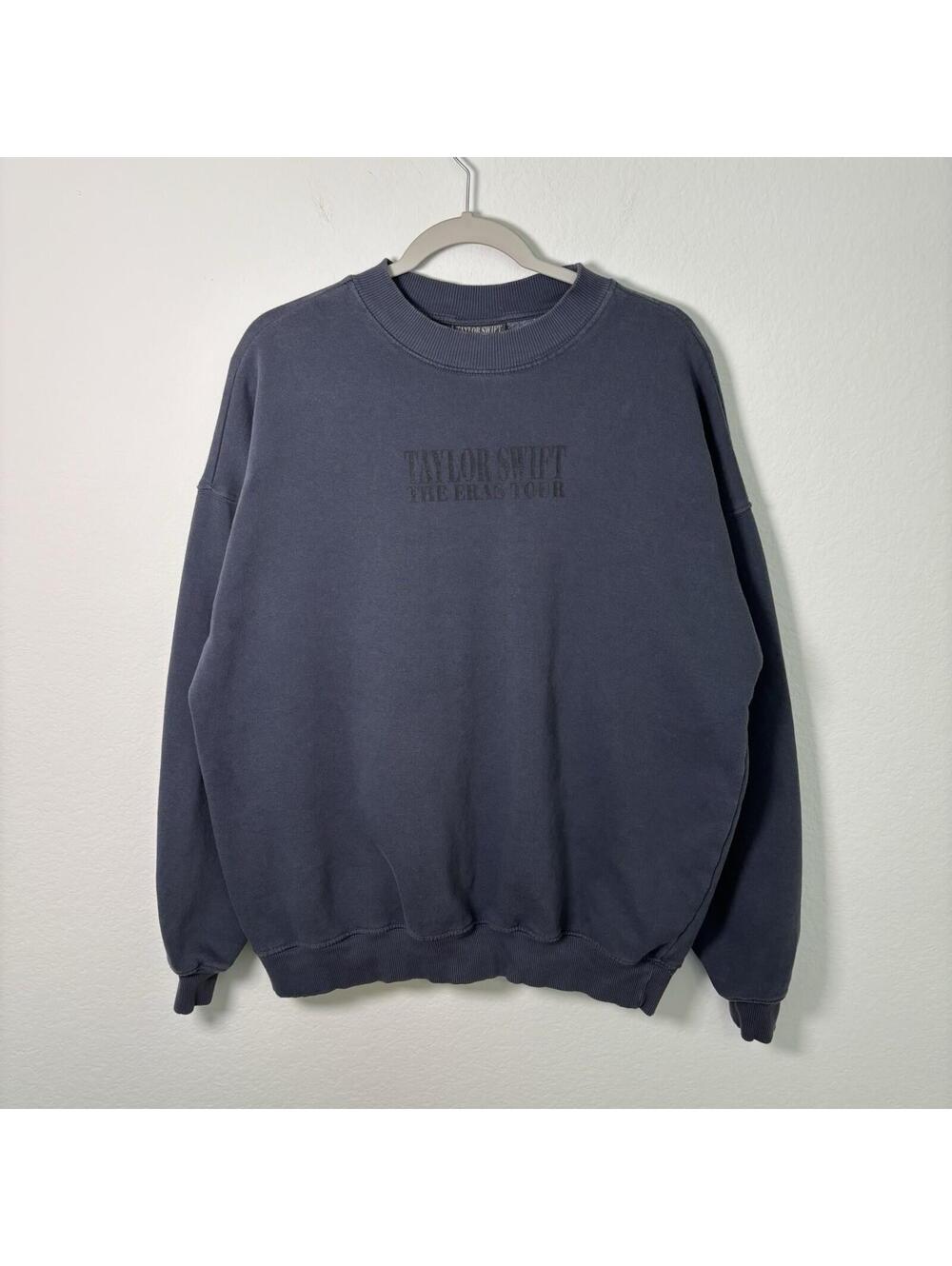 Taylor Swift The Eras Tour Oversized Crewneck Sweatshirt Slate Blue Size Small